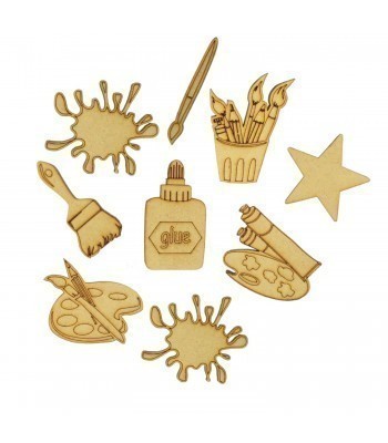 Laser Cut 3mm Craft Themed Pack of 9 Shapes